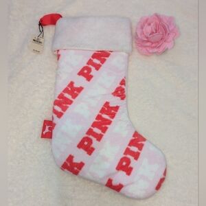PINK Victoria's Secret Christmas Stocking Rare Cute Collectors Item Logo Dog NWT